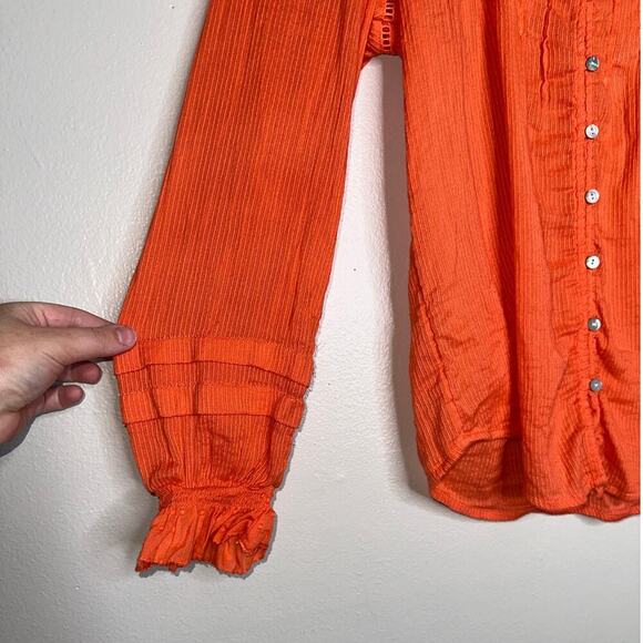 Faherty Willa Top Boho Blouse Emberglow Small Organic Cotton Semi-Sheer - Picture 5 of 7